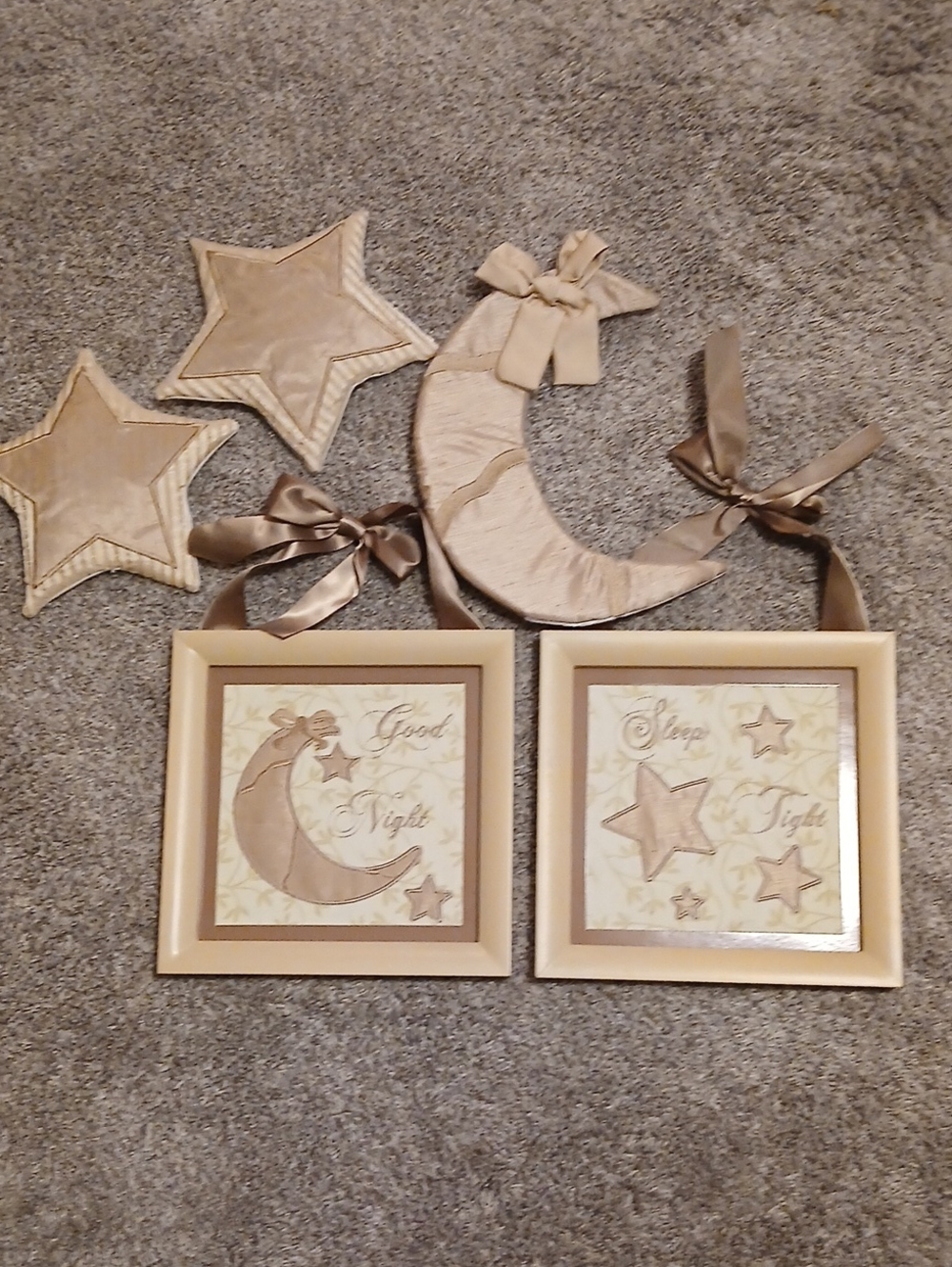 Gold and Cream Moon, Stars & Framed Prints Nursery Wall Set
